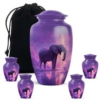 Elephant Mini Funeral Urn For Adult For Man - Little Urn For Male Set Of 4 - Lavender Keepsake Cremation Urns For Human Ashes For Mom - Purple Urns For Human Ashes Adult Woman, 1 Large (10&3) Inch