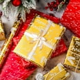 thumbnail image 5 of Reversible Christmas Wrapping Paper Roll, Gold Wrapping Paper, Metallic Foil Shiny Modern Script, Holly, Merry Christmas Gift Wrap for Holiday, Party, Winter Celebrations (17 Inch X 33 Feet), 5 of 15