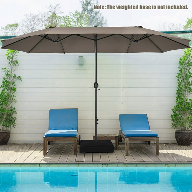 Patiojoy Parasol de Patio Double Face de 15 Pi, Parasol de Marché Extra-Grand pour l'Extérieur, Café