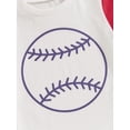 thumbnail image 6 of Suealasg Toddler Boys Baseball Clothes 6M 1T 2T 3T Baby Boy 2Pcs Summer Casual Outfits Short Sleeve Baseball Print T-shirt Tops + Elastic Shorts Set, 6 of 7