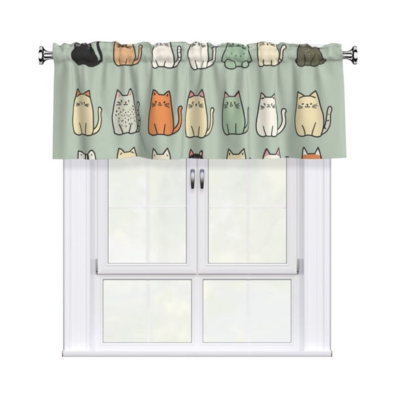 Valances for Windows Kitchen Curtains Small Treatments Valance, Cute Cat Sketch 42x12 inch