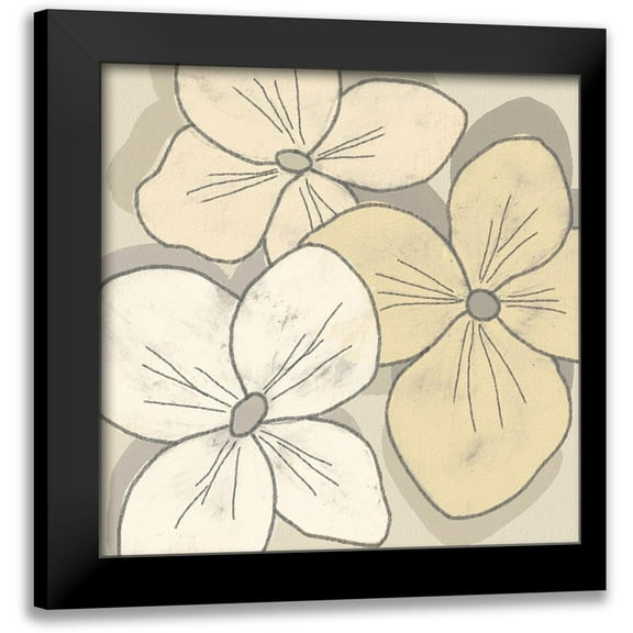 Saunders, Alonzo 12x12 Black Modern Framed Museum Art Print Titled - Beige Blooms IV