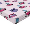 thumbnail image 2 of Ambesonne Emoji Fitted Sheet, Evil Faces with Sayings Cups, Queen Size, White Pastel Pink, 2 of 3