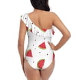 thumbnail image 5 of Pofeuu Hand Drawn Watermelon Print Women's One Piece Swimsuits One Shoulder Swimwear Asymmetric Ruffle Monokinis Bathing Suits-Medium, 5 of 6