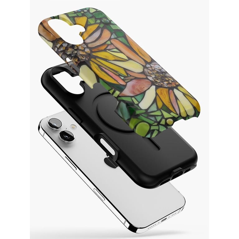 Stained Glass Sunflower Green and Yellow Tough Phone Case ...