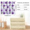 thumbnail image 3 of 6 Pieces of Kitchen Towels Ultra Soft Absorbent Quick Drying Dish Cloths 11×11inch Cute Cartoon Purple Tulips, 3 of 9