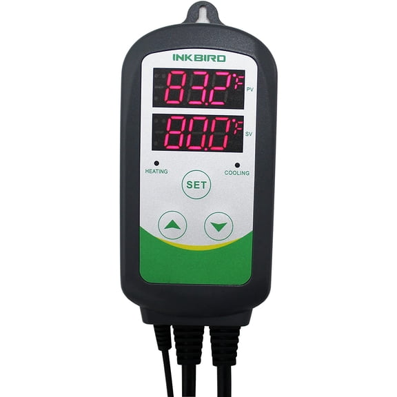 Digital 2 Stage Temperature Controller Plug Thermostat for Heater Cooler Incubator Reptile with Short Probe Sensor