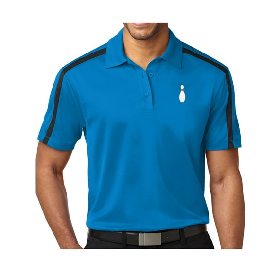 Mens Single Bowling Pin Premium Polo Shirt - Brilliant Blue, XL