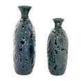 thumbnail image 6 of DecMode 16", 13"H Floral Blue Ceramic Vase with Cut Out Patterns, Set of 2, 6 of 9