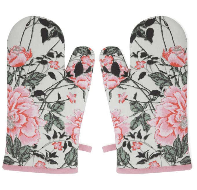 floral oven mitts