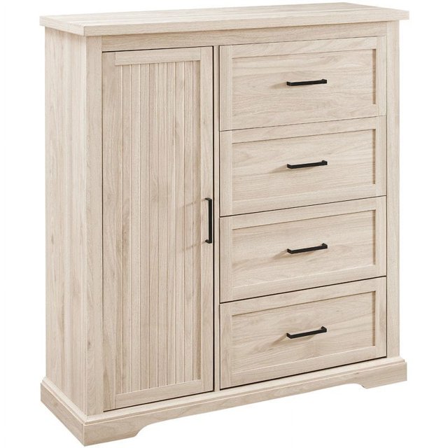 Jolene 45" 4-Drawer and 3-Adjustable Shelves Wardrobe in Natural Birch