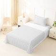 thumbnail image 3 of Castle Fairy Clean Minimalist Vertical Stripe Twin Sheets 3pcs,Geometric Thin Band Bedding,White Light Gray,1 Flat Sheet, 1 Fitted Sheet and 1 Pillowcase, 3 of 7