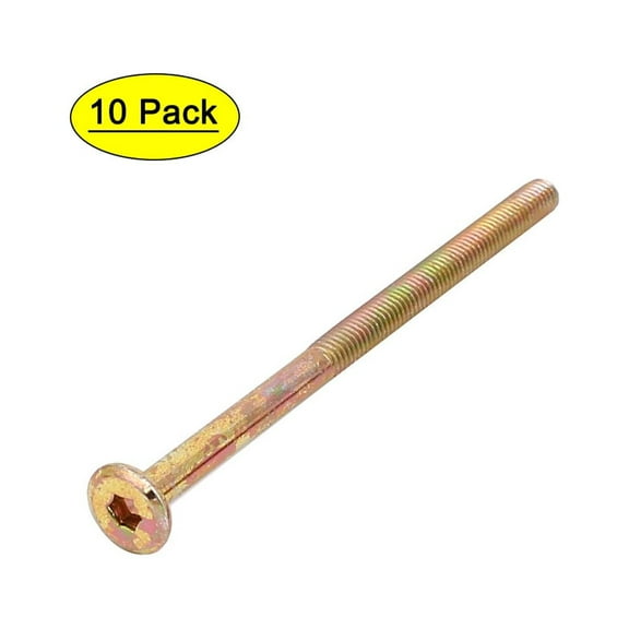 Uxcell M6x100mm Flat Hex Socket Metal Head Hexagon Furniture Bolts Connector Fastener (10-pack)