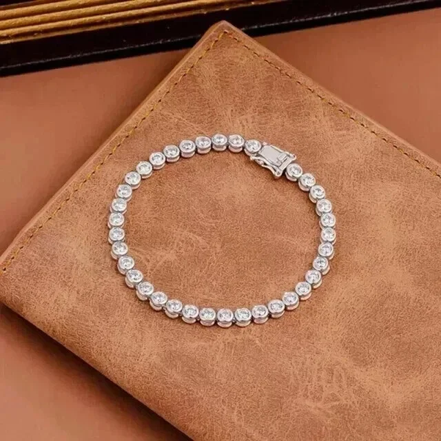 8 ct Round Simulated Diamond Round Link Tennis Bracelet 14k White Gold Plated