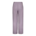 thumbnail image 7 of Womens Pajama Pants Pj Pants Solid Color Waist Pocket Home Casual Wide Leg Straight Pajama Bottoms Sleep Pants Purple 2XL, 7 of 7