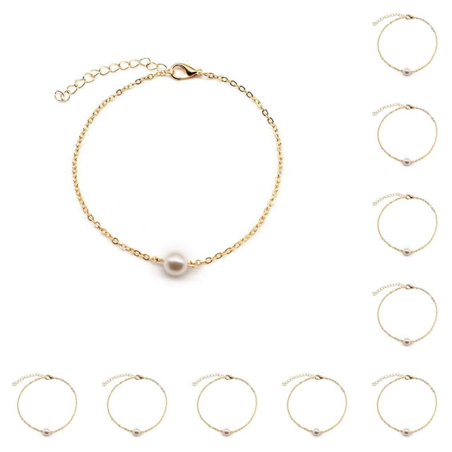Tobilleras Elegante Sonducket Aleación de Oro Perlas falsas Accesorios estéticos simples Oro Type1 NO1