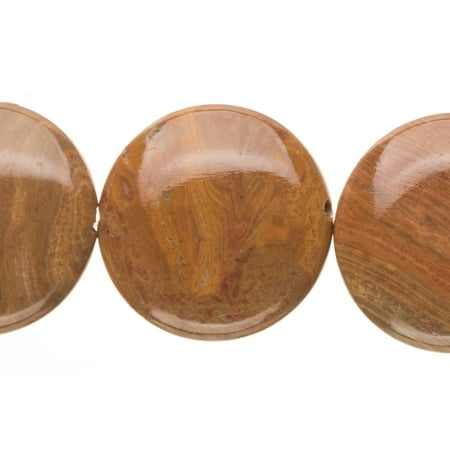 - 4 Gems Puffed Red Creek Jasper Flat Round Beads Semi Precious Gemstones Size: 25x25mm Crystal Energy Stone Healing Power for Jewelry Making
