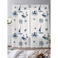 thumbnail image 3 of Coastal Nautical Sheer Curtains 84 Inch Length 2 Panels Set Window Treatments, Summer Ocean Octopus Starfish Grey Wave Rod Pocket Semi Curtains for Living Room/Bedroom/Kitchen Décor, 104"W x 84"L, 3 of 7