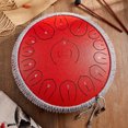 thumbnail image 1 of Tambor de Lengüetas de 14 Pulgadas con 15 Tonos, Hecho de Acero al Carbono Grado B, Incluye Funda, Baquetas, Soporte para Baquetas, Dedales, Pegatinas y Libro de Partituras, Modelo Rojo Chino en Tono, 1 of 6