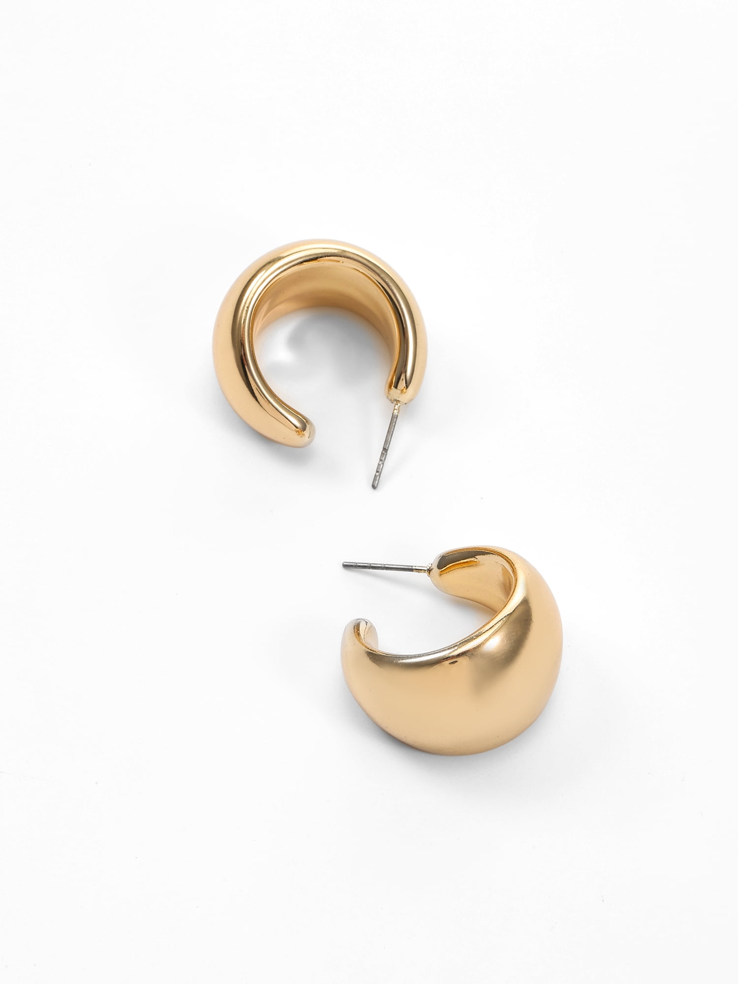 Time and Tru Women’s Thick Gold-Tone Hoop Earrings, 1 Pair