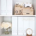 thumbnail image 4 of BLU MONACO Declutter in Style with a Set of 6 White Magazine File Bins with White Leather Label Holders - Fashionable Décor for Workspace Organization - Foldable Magazine Boxes, 4 of 7