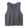 thumbnail image 3 of Womens Vests Tops Knit Sleeveless Sweaters V Neck Button Casual Open Front Cardigan with Pocket Trendy Fall Outfits New Womens Vests Tops Trendy Winter Gray One Size, 3 of 5