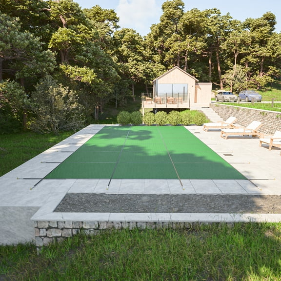 LZBEITEM Inground Pool Safety Cover 16' x 32' Rectangle, Safety Pool Covers Green Mesh, Certified to ASTM Standard F1346, Triple Stitched, MAX Strength
