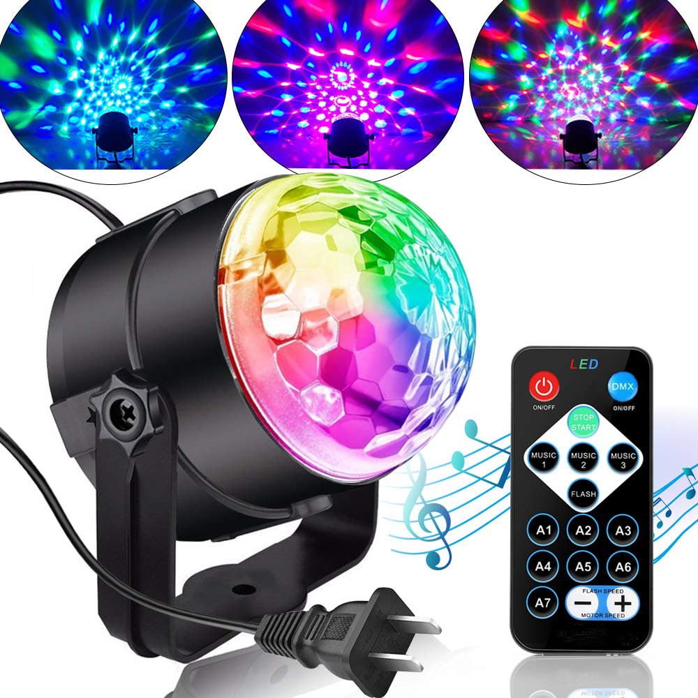 DJ Sound Activated Party Lights with Remote Control Portable Disco Ball Light 