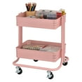 thumbnail image 1 of ECR4Kids 2-Tier Metal Rolling Utility Cart - Mobile Storage Organizer, Pink, 1 of 5