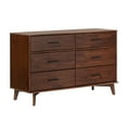 thumbnail image 4 of Modern Solid Wood 6-Drawer Dresser with Metal Handles - Walnut, 4 of 18