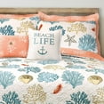 thumbnail image 2 of Lush Decor Coastal Reef Feather Quilt Blue/Coral 7Pc Set Full/Queen, 2 of 10