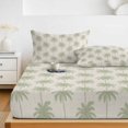 thumbnail image 6 of Twin XL Size Fitted Sheet Set - Sage Green Palm Trees 2 Piece Bedding Sets 16" Deep Pocket Fitted Sheet with 1 Pillowcases, Tropical Summer Seaside Rustic Brushed Microfiber Hotel Luxury Bed Sheets, 6 of 9