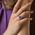 thumbnail image 3 of Created Forever Women's Created Blue Sapphire and Lab Grown Diamond Sterling Silver Halo Ring, 3 of 10