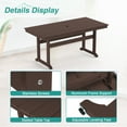 thumbnail image 7 of DYCANPO 66'' Outdoor Dining Table with Umbrella Hole, HDPS Rectangle Patio Table, Dark Brown, 7 of 7
