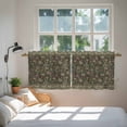 thumbnail image 3 of Sage Green Floral Tier Curtains 24 Inch Length, Ethnic Tribe Abstract Art Flowers Cafe Short Curtains for Bathroom Over Sink, Small Kitchen Curtain Light Filtering Tiered Drapes 2 Panels 27.5"Wx24"L, 3 of 8