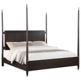 thumbnail image 5 of Niguel Brown Poster Bed - Queen Size Wood Frame with Floating Headboard &amp; Metallic Tip Posts for Chic Bedroom, 87.25" L, Vietnamese Origin, 5 of 12