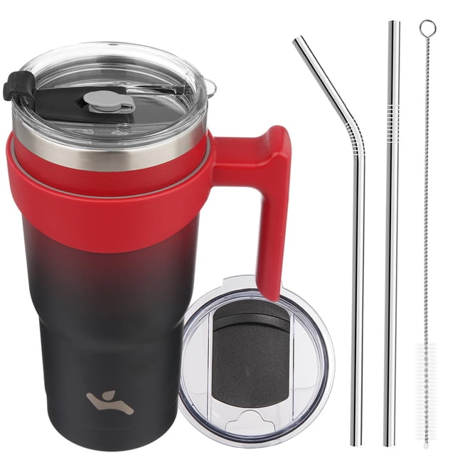 Konokyo Vaso de 20 oz con asa y 2 pajitas y 2 tapas, botella de agua aislada, taza de vacío de acero inoxidable, taza de viaje reutilizable, Mystic Moon