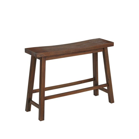 Saddle Design Wooden Bench with Grain Details Brown - Saltoro Sherpi