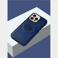 thumbnail image 2 of Designed Strong Magnetic for iPhone 13 Case Compatible with MagSafe Smooth PU Leather Slim Luxury Elegant Thin Compass Pattern Back Shockproof Anti-fall Phone Case Cover,Blue, 2 of 8
