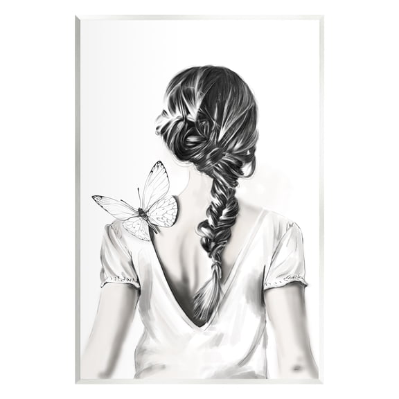 Stupell Industries Butterfly on Girl's Back Animals & Insects Painting Unframed Art Print Wall Art, 10 x 15