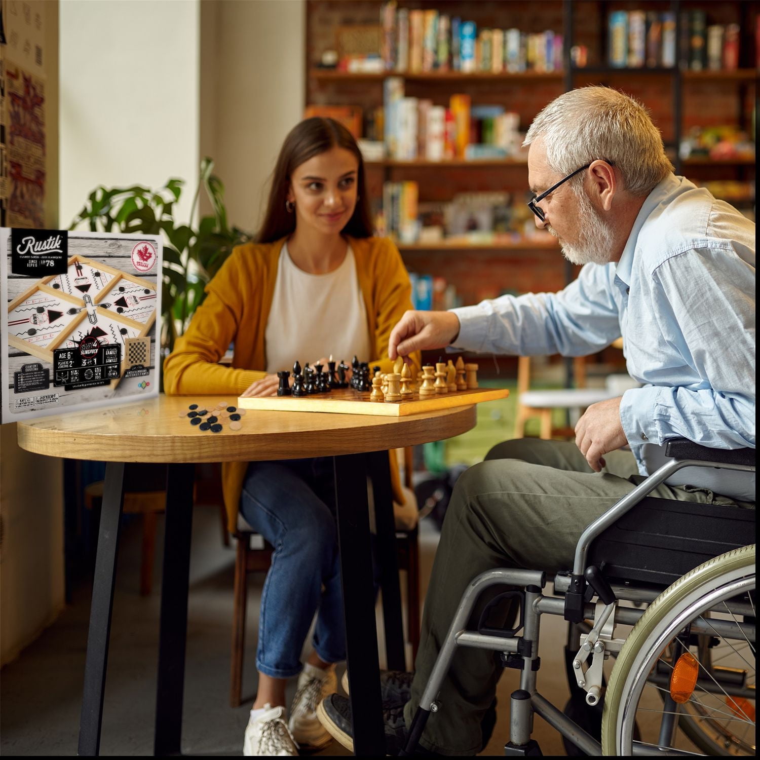 Rustik Crazy 4-Player Slingpuck / Chess / Checkers 3-in-1