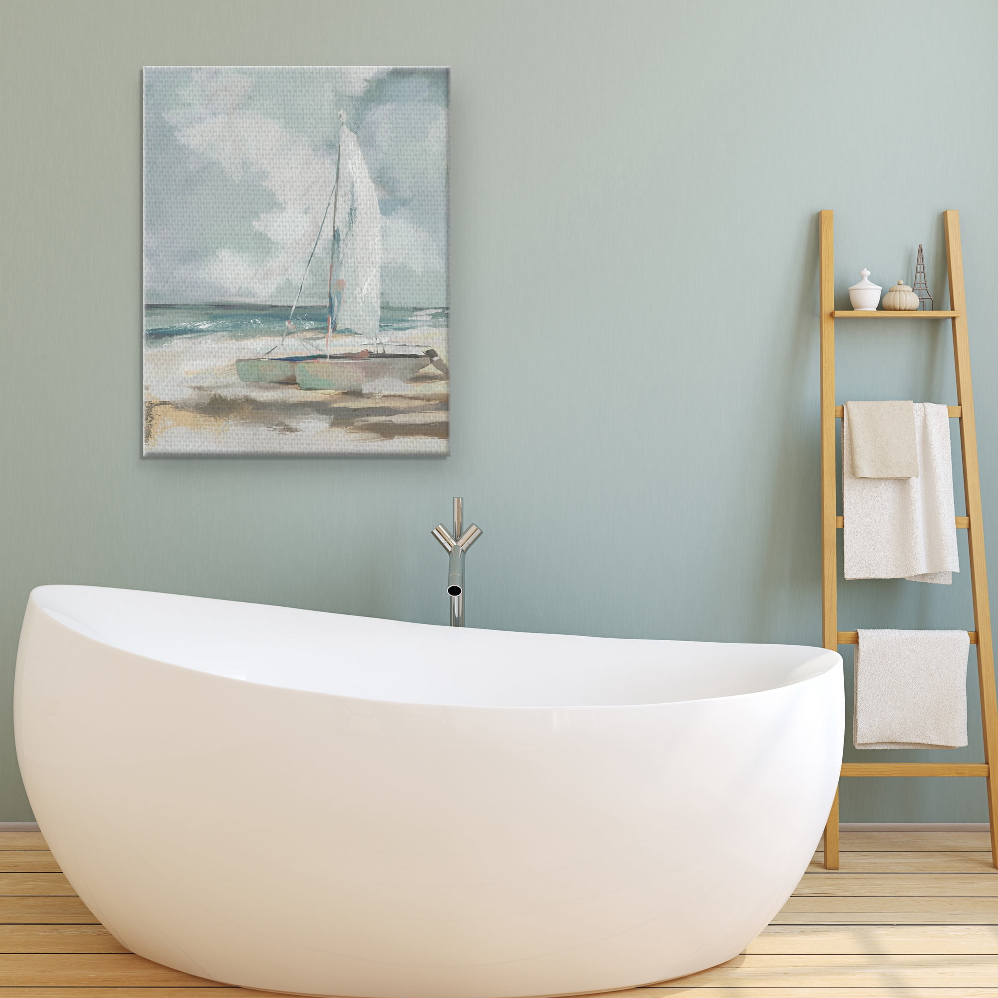 Masterpiece Art Gallery Windblown Coastal Sail by Studio Arts Canvas Art Print 22" x 28"