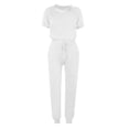 thumbnail image 4 of BLVB Women's Two Piece Outfits Short Sleeve Tops T Shirts and Long Pants Tracksuit Pajama Lounge Jogger Sets with Pockets, 4 of 5