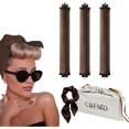 thumbnail image 1 of wonima02 Heatless Hair Curler Heatless Curling Set No Heat Hair Curlers Overnight Curls Blowout Rods Heatless Curls Overnight Curlers Long Hair Volume Blow Out Women Hair Waver Tool (Brown, Large), 1 of 1