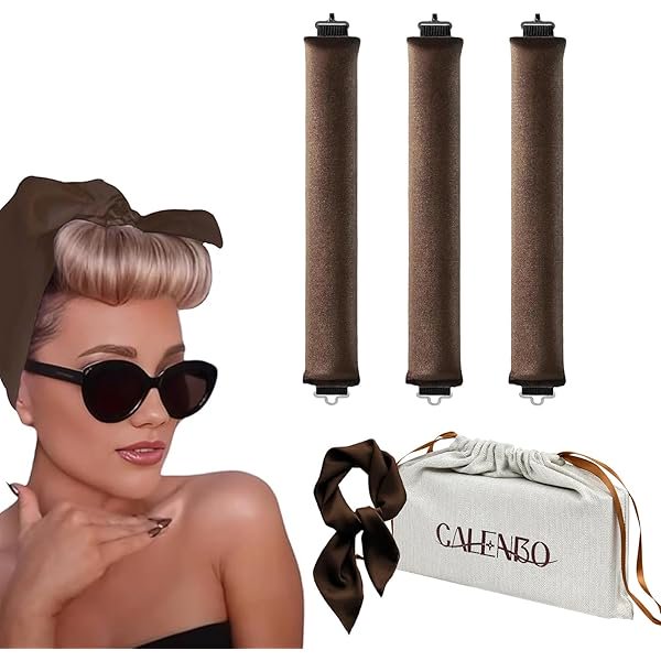wonima02 Heatless Hair Curler Heatless Curling Set No Heat Hair Curlers Overnight Curls Blowout Rods Heatless Curls Overnight Curlers Long Hair Volume Blow Out Women Hair Waver Tool (Brown, Large)