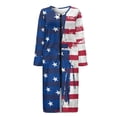 thumbnail image 3 of Yuyamidu American Flag Women Long Sleeve Zipper Bathrobes Ladies Robe Sleepwear Trendy Long Spa Robes Size XL Lightweight Mid-Calf Length Nightgown with Pockets, 4th of July, 3 of 7