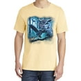 thumbnail image 2 of Wild Bobby, Owl Flying at Night In Front of the Moon, Animal Lover, Garment-Dyed Washed Look Short Sleeve T-Shirt, Banana, Large, 2 of 3