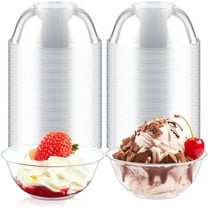 6 oz Mini Clear Plastic Bowls, 80 Pack Disposable Hard Plastic Salad Bowls Party Serving Bowls for Ice Creams, Fruit, Desserts, Parfaits, Snacks