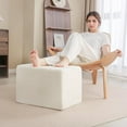thumbnail image 2 of Square Stuffed Pouf Ottoman, Plush Poufs with Foam Chunk Filling, Foot Rest Stool for Living Room, Cream, 2 of 9