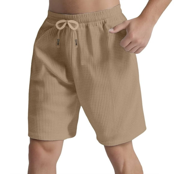 Ediodpoh Men's Spring and Summer Fashion Solid Color Shorts for Men Comfortable Casual Pants Mens Shorts Khaki XXXL